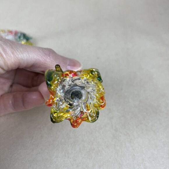 Vintage Mini Spun Blown Glass Bird In Cage Overhang w/Stand 6” Art Decor Display - Picture 8 of 12